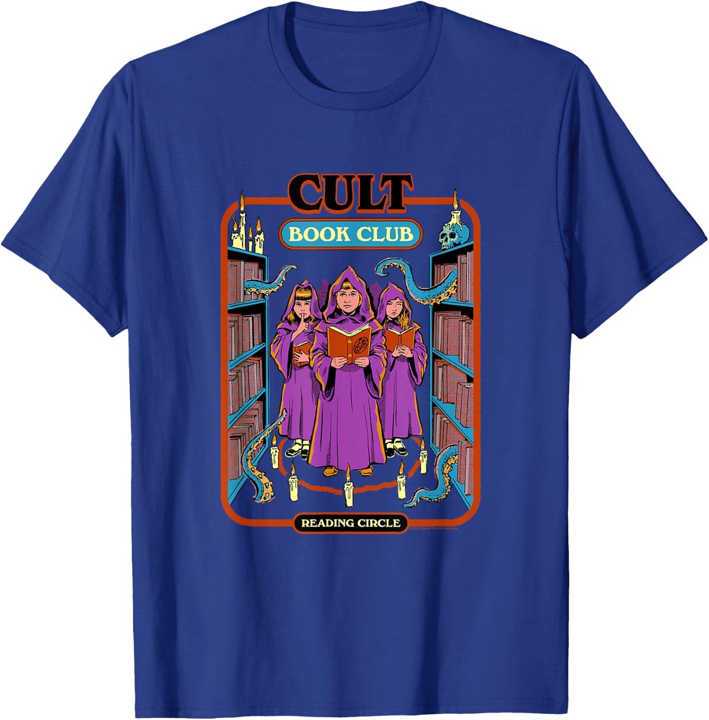 Steven Rhodes Cult Book Club Reading Circle Retro Dark Humor T-Shirt - T-Shirt | Royal