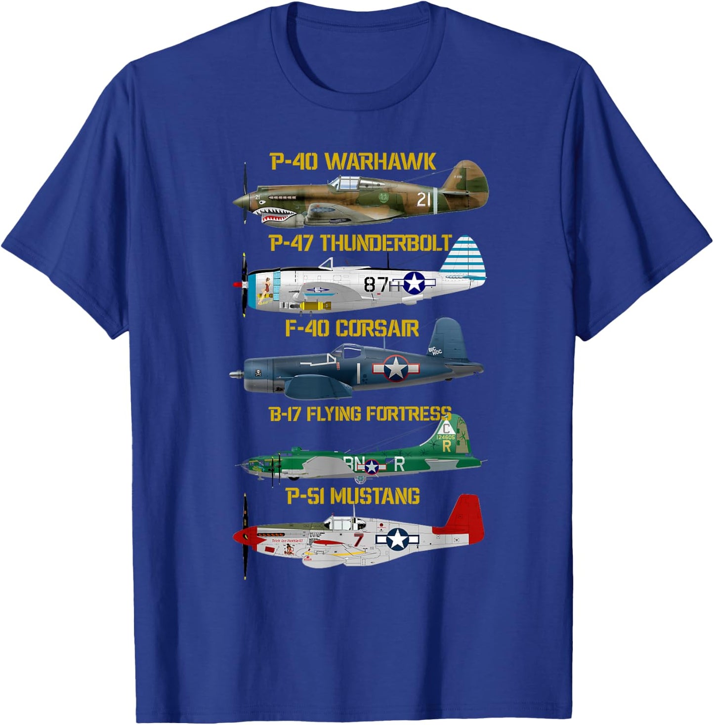 WW2 Planes Warbirds Warplanes T-Shirt - T-Shirt | Royal