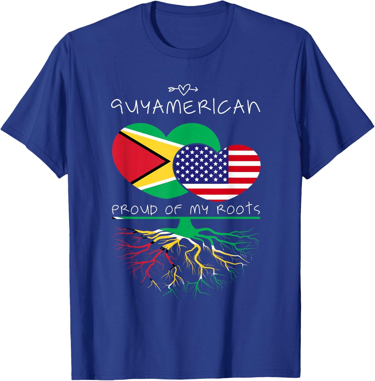 Guyana USA Proud of Both Countries Guyamerican T-Shirt - T-Shirt | Royal