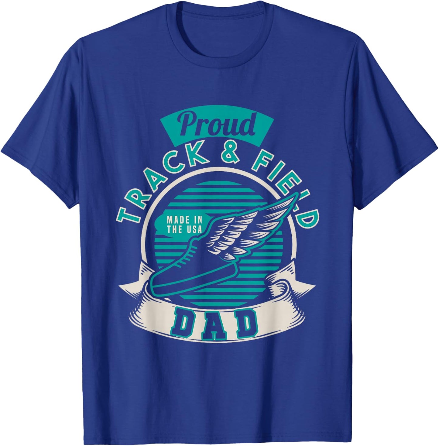 Proud Track & Field Dad USA | Athletics Sports | Running T-Shirt - T-Shirt | Royal