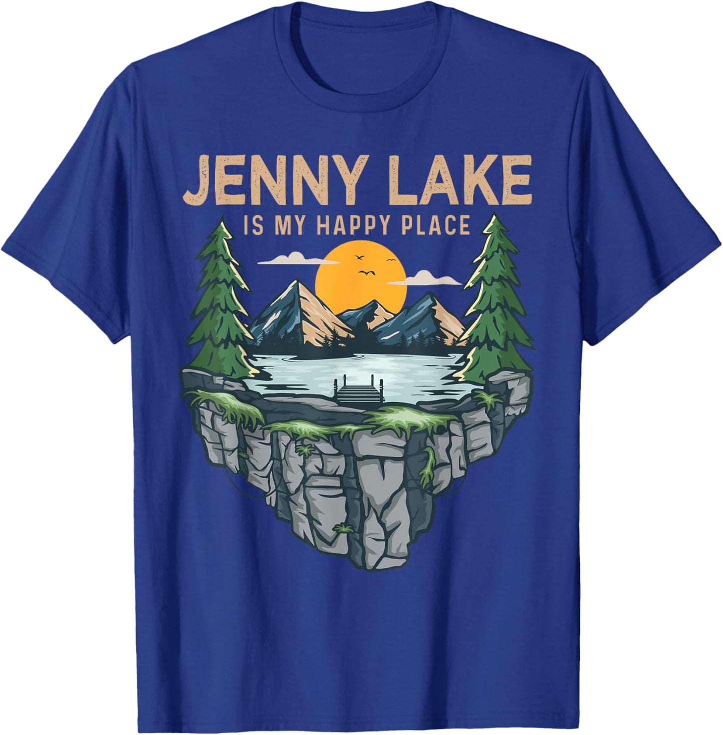 Fishing Boating Camping - My Happy Place Jenny Lake T-Shirt - T-Shirt | Royal