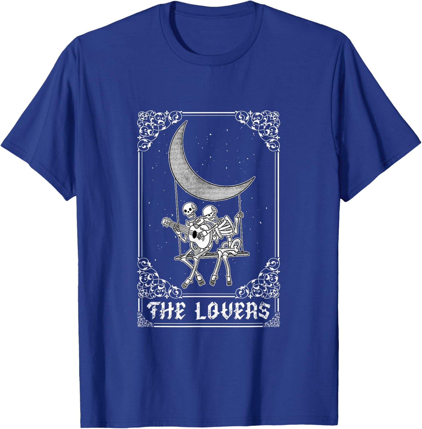 The Lovers Vintage Tarot Card Gothic Halloween Skeleton Moon T-Shirt - T-Shirt | Royal