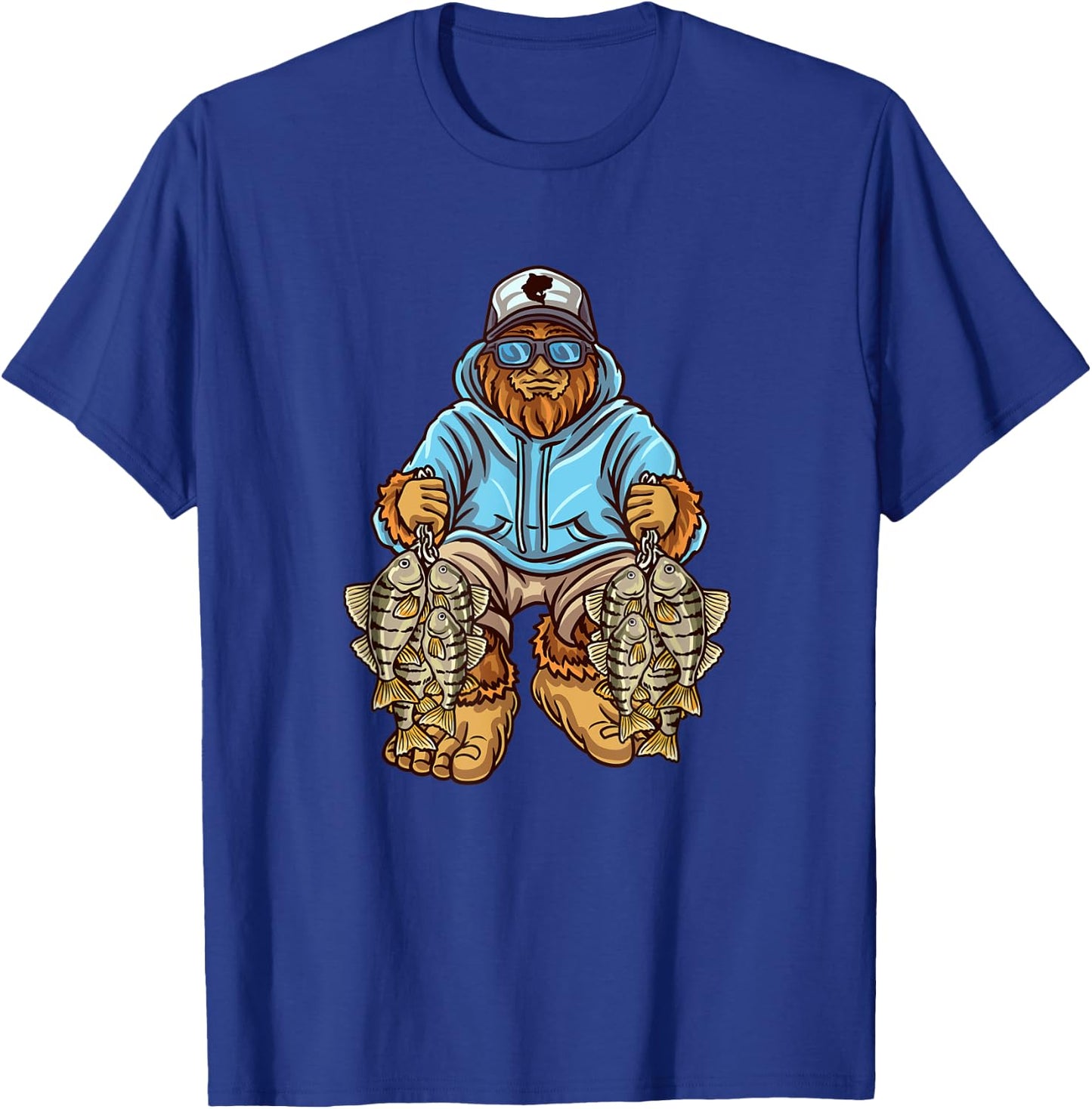 Perch Fishing Bigfoot Fisherman T-Shirt - T-Shirt | Royal