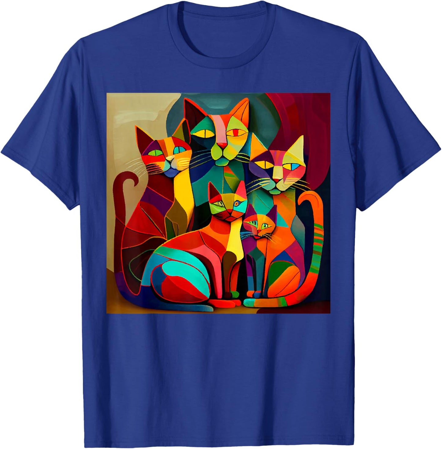 Abstract Colorful Woman Picatsso Cat Designs T-Shirt - T-Shirt | Royal