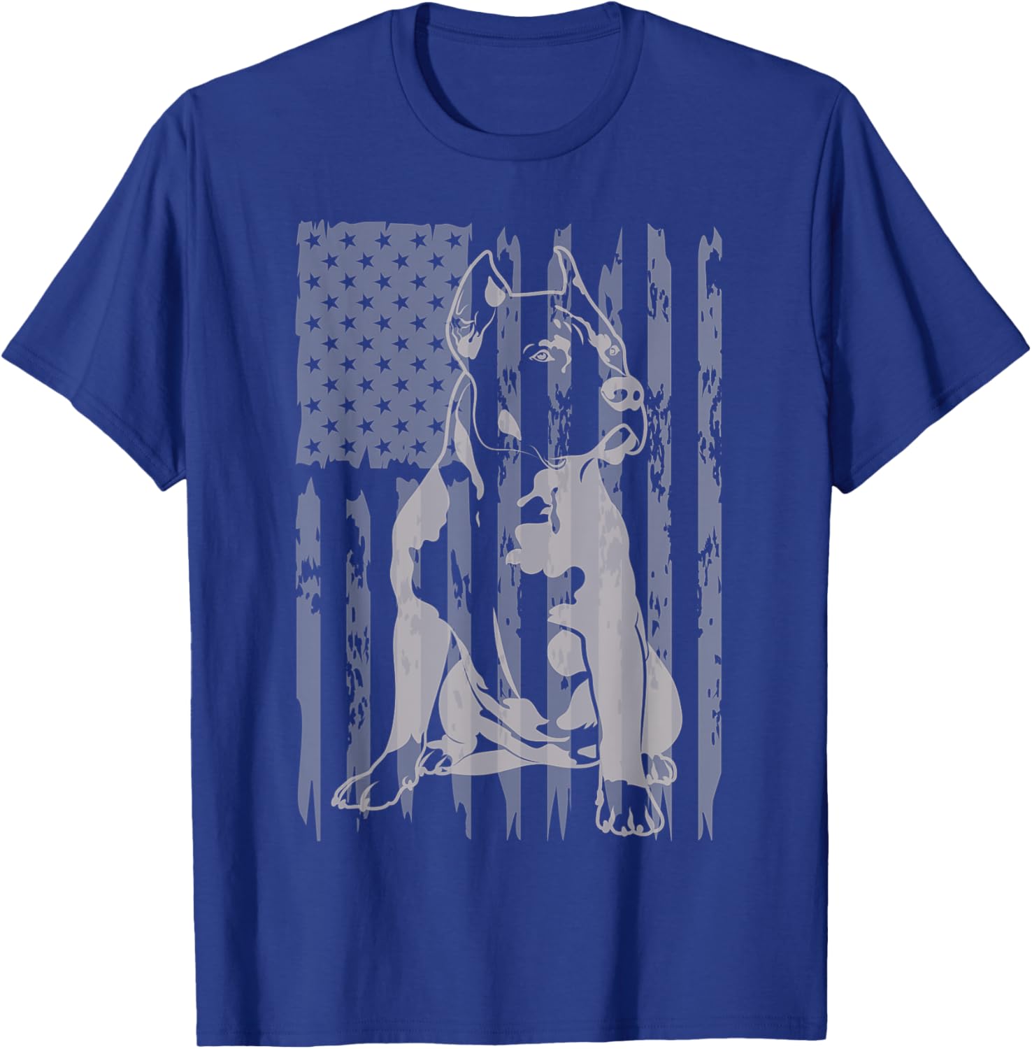 Pitbull Lover American Flag Patriotic Dad Mom Vintage Funny T-Shirt - T-Shirt | Royal