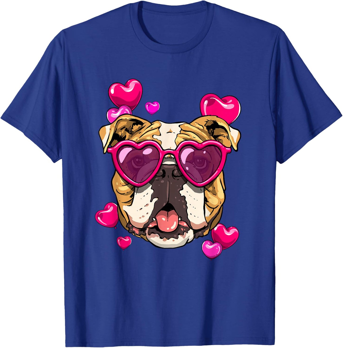 Valentines Day American Bulldog Heart Couples Dog Lover T-Shirt - T-Shirt | Royal