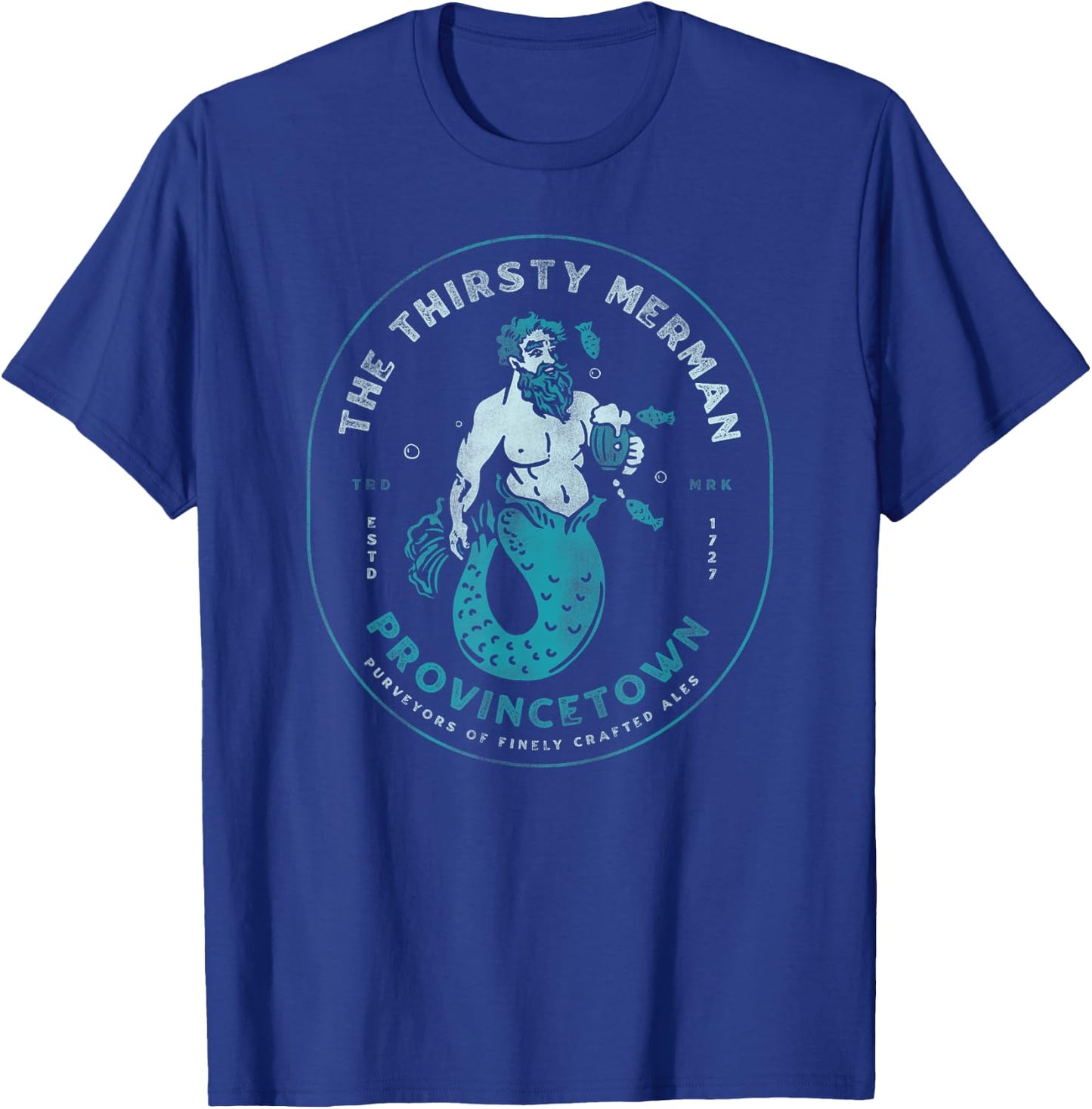 Funny Bearded Mermaid Drinking Beer Ptown Cape Cod Bar Party T-Shirt - T-Shirt | Royal
