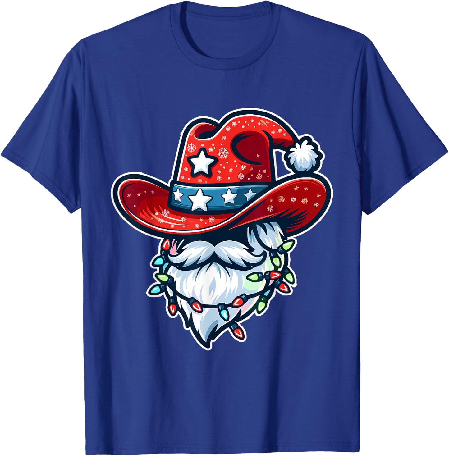 Cowboy Santa Hat Xmas Reindeer Rodeo Christmas In Texas T-Shirt - T-Shirt | Royal