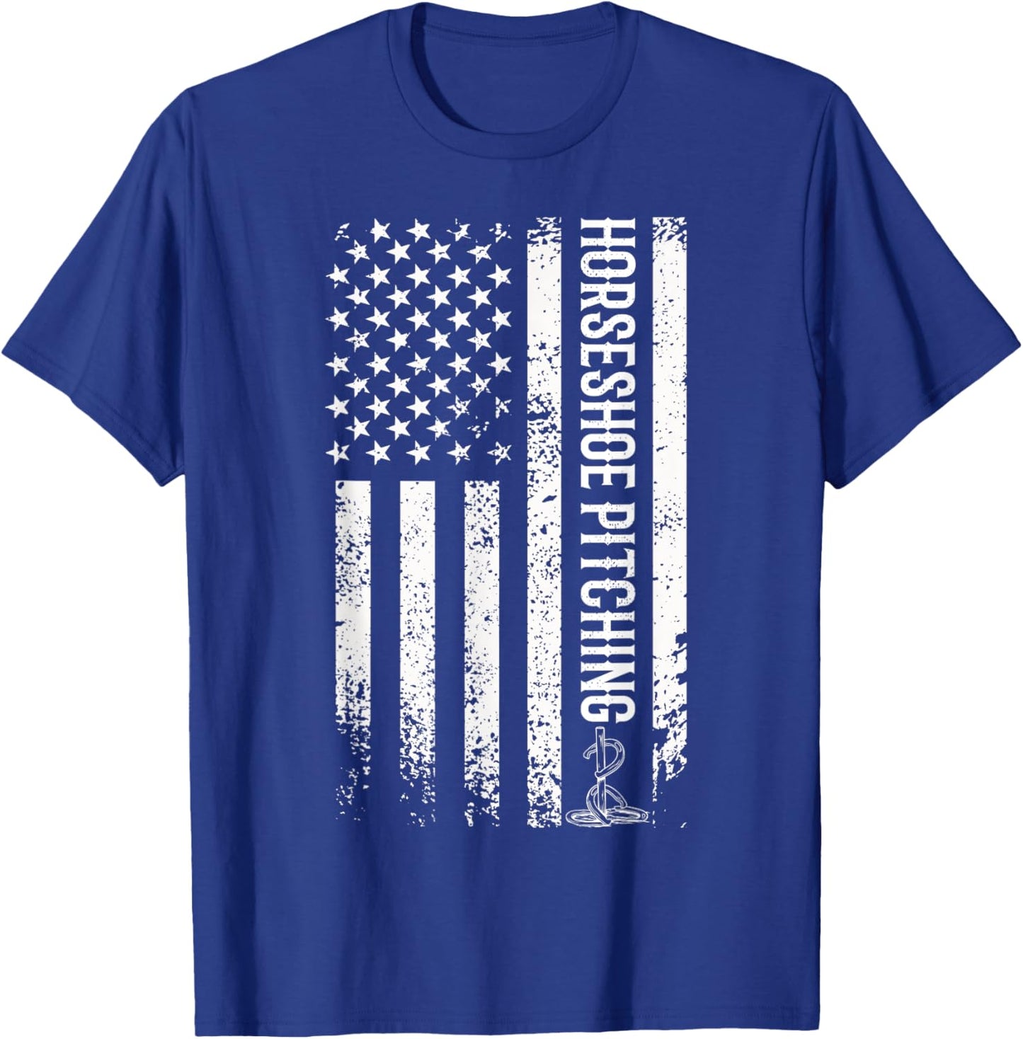 Horseshoe pitching usa flag horseshoe throwing patriotic T-Shirt - T-Shirt | Royal