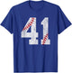 Number #41 Vintage 41st Birthday Baseball Lover 41 Years Old T-Shirt - T-Shirt | Royal
