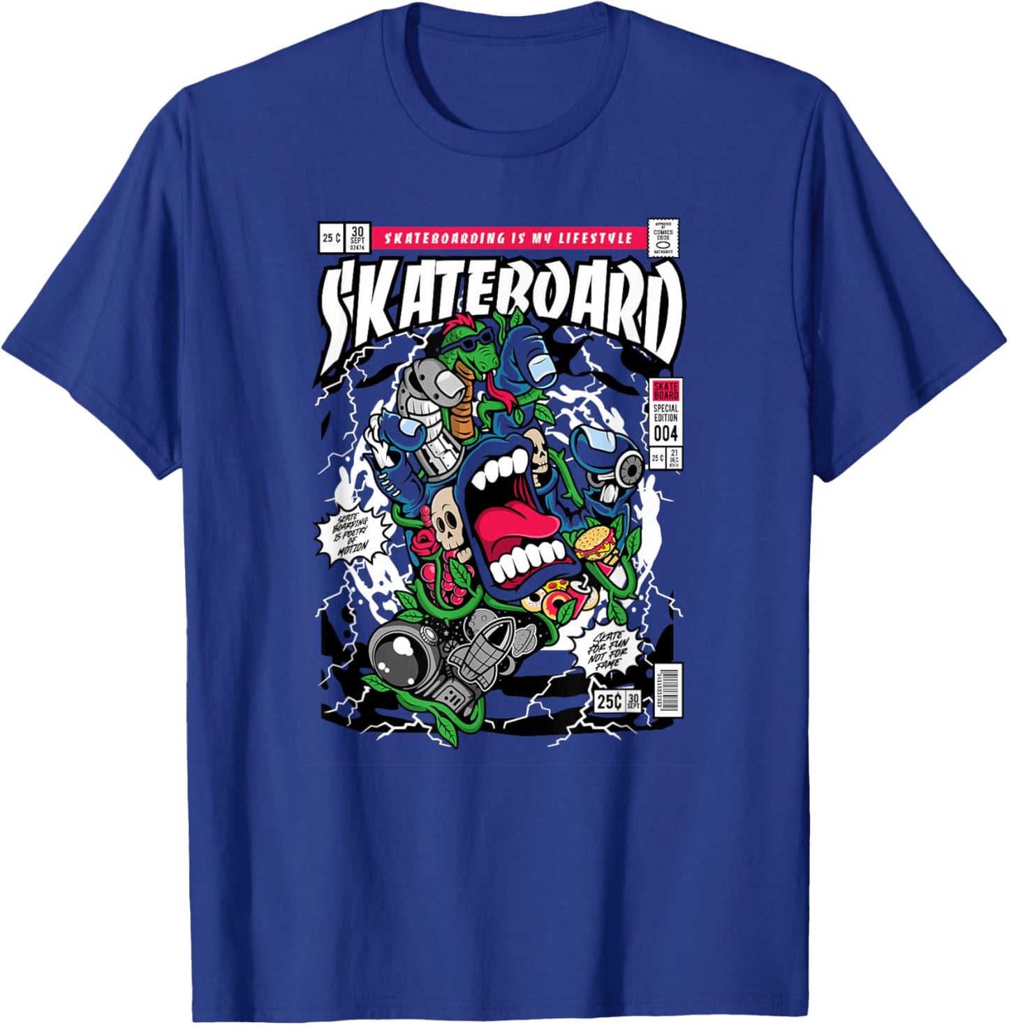 Funny Skateboard Hand Funny Hand Screaming Skateboard 80s T-Shirt - T-Shirt | Royal
