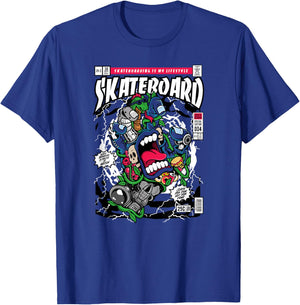 Funny Skateboard Hand Funny Hand Screaming Skateboard 80s T-Shirt - T-Shirt | Royal