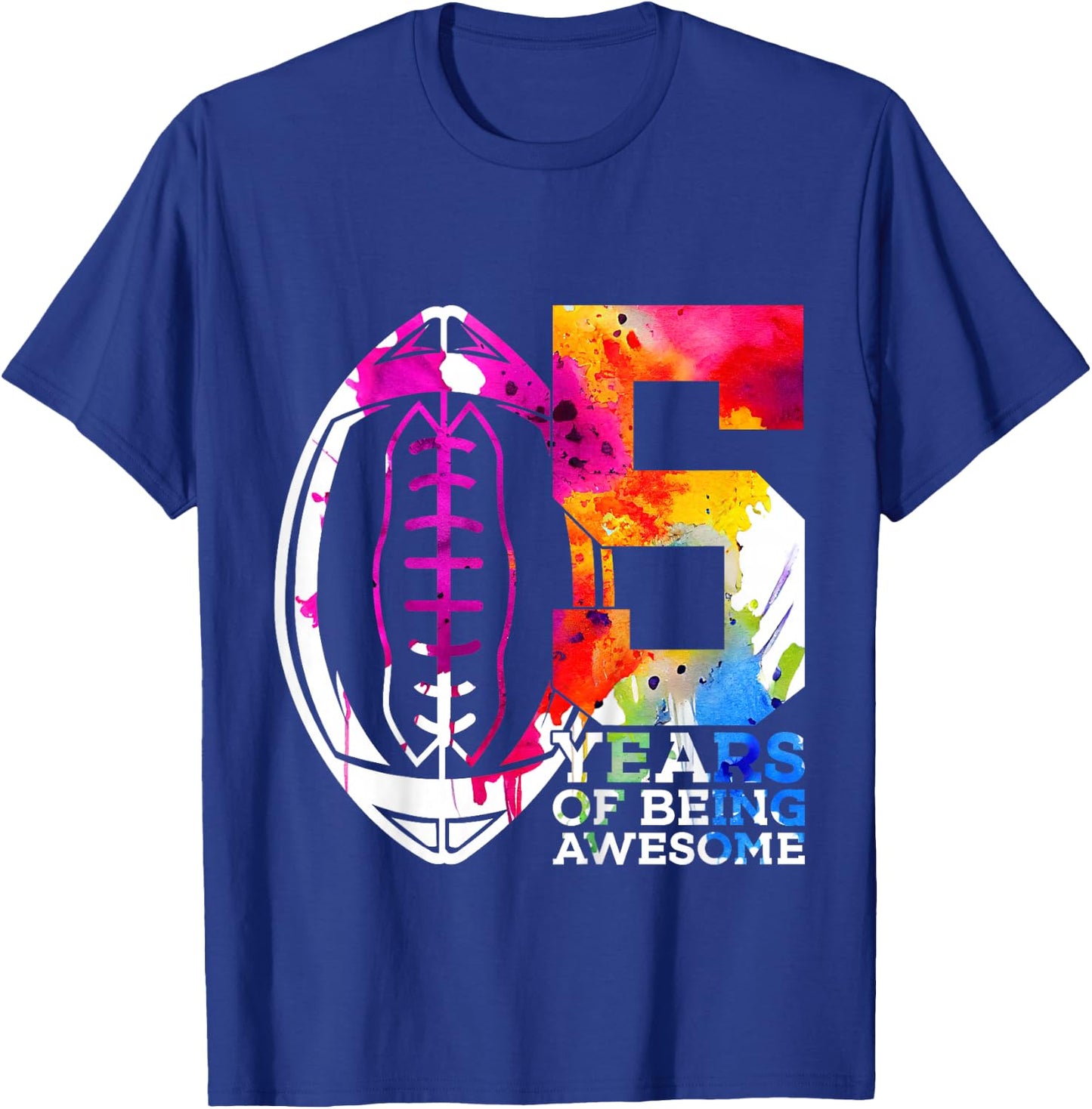 Kids 5 YEARS OF BEING AWESOME FOOTBALL 5TH BIRTHDAY T-Shirt - T-Shirt | Royal