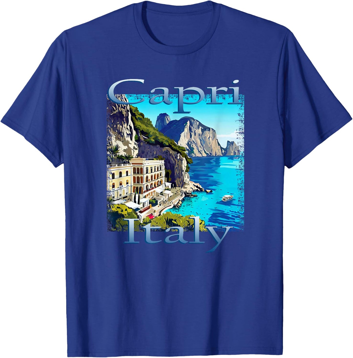 Capri Italy Grunge Style Design T-Shirt - T-Shirt | Royal