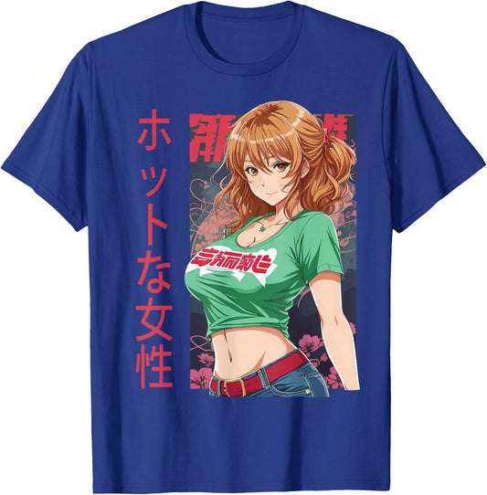 Anime Girl Kawaii Waifu Aesthetic Japanese T-Shirt - T-Shirt | Royal