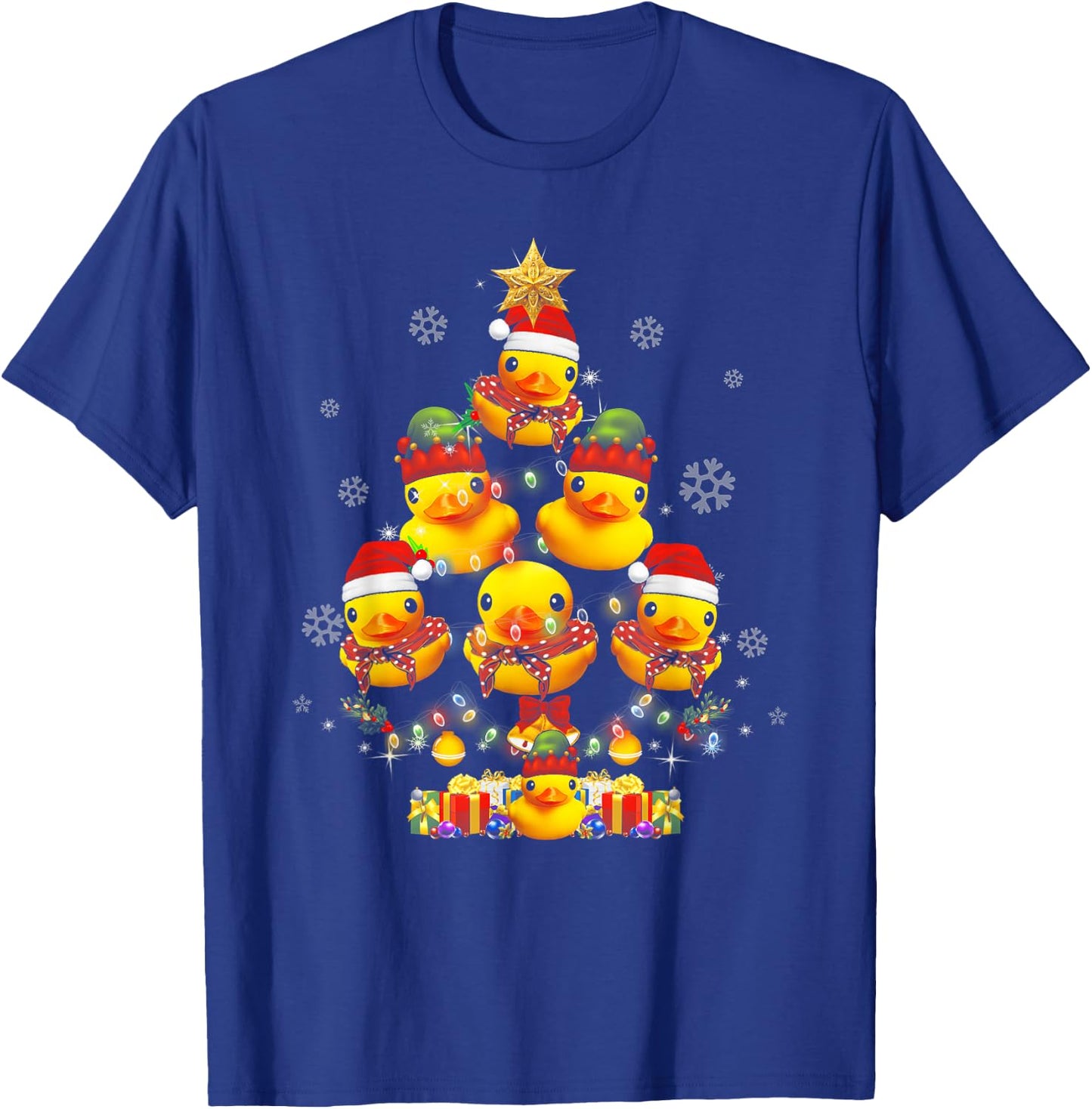 Rubber Duck Christmas Tree Xmas Light Surrounded Ducky T-Shirt - T-Shirt | Royal