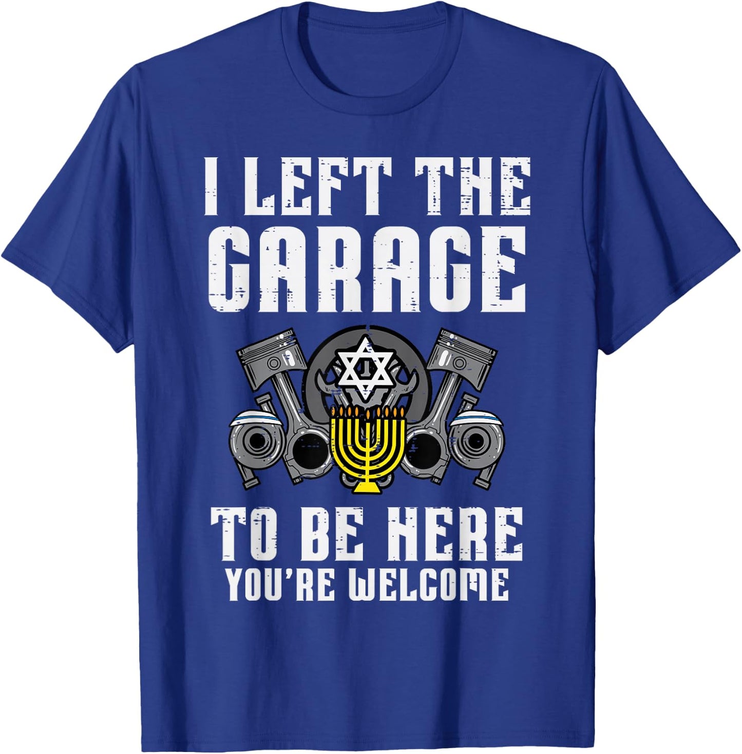 Hanukkah Left Garage Be Here Chanukah Mechanic Men Boys Kids T-Shirt - T-Shirt | Royal