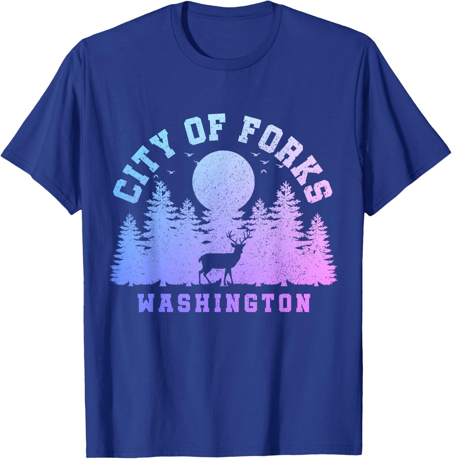City Of Forks Washington Deer Nature Hiking Camping Pride T-Shirt - T-Shirt | Royal