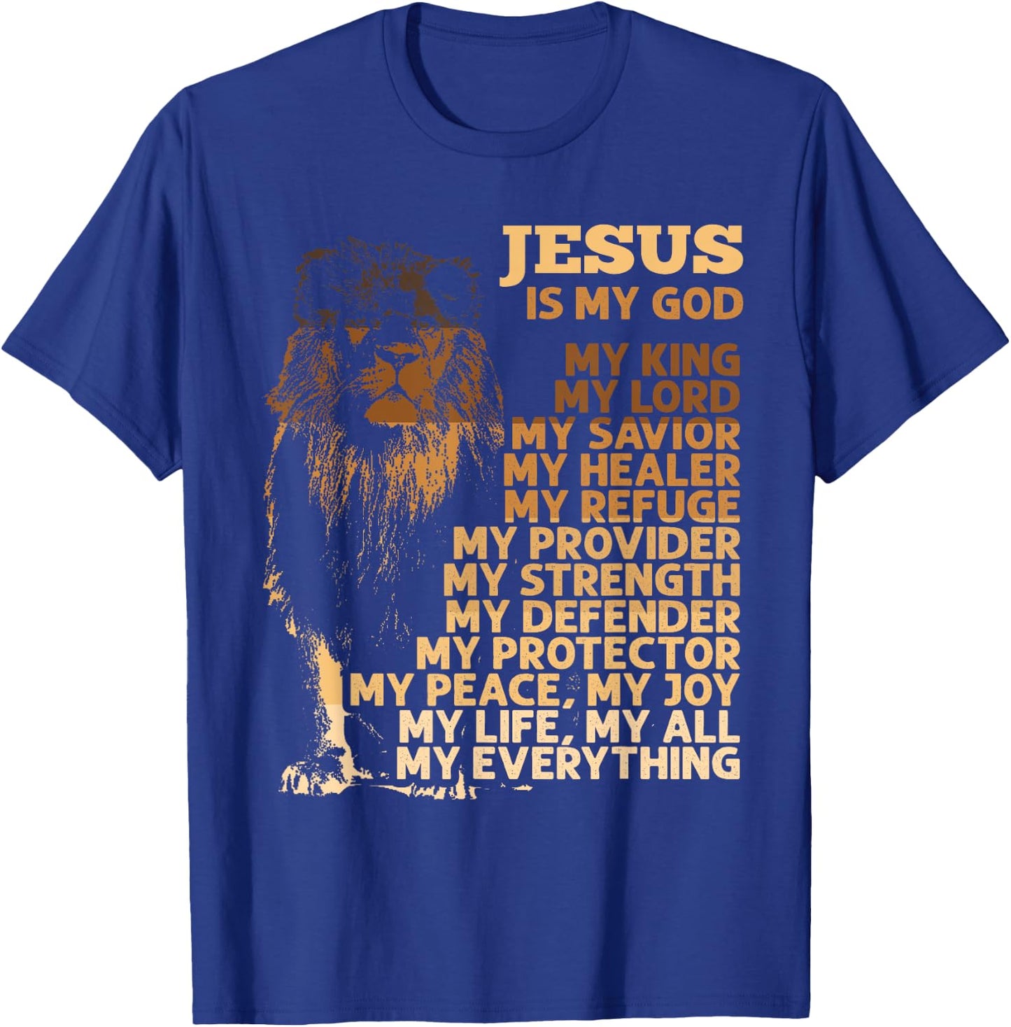 Jesus Is My God My King Black History Month BLM Melanin Lion T-Shirt - T-Shirt | Royal