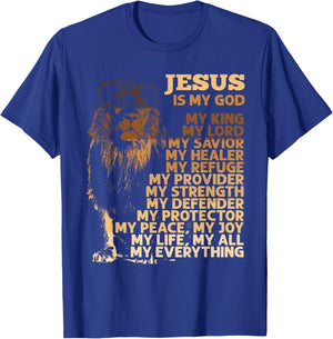 Jesus Is My God My King Black History Month BLM Melanin Lion T-Shirt - T-Shirt | Royal