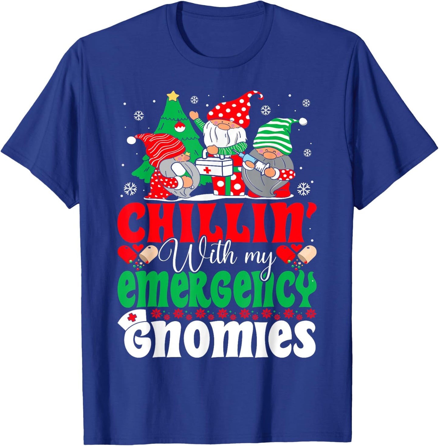 Emergency Nurse Gnomes Funny ER Nurse Christmas T-Shirt - T-Shirt | Royal
