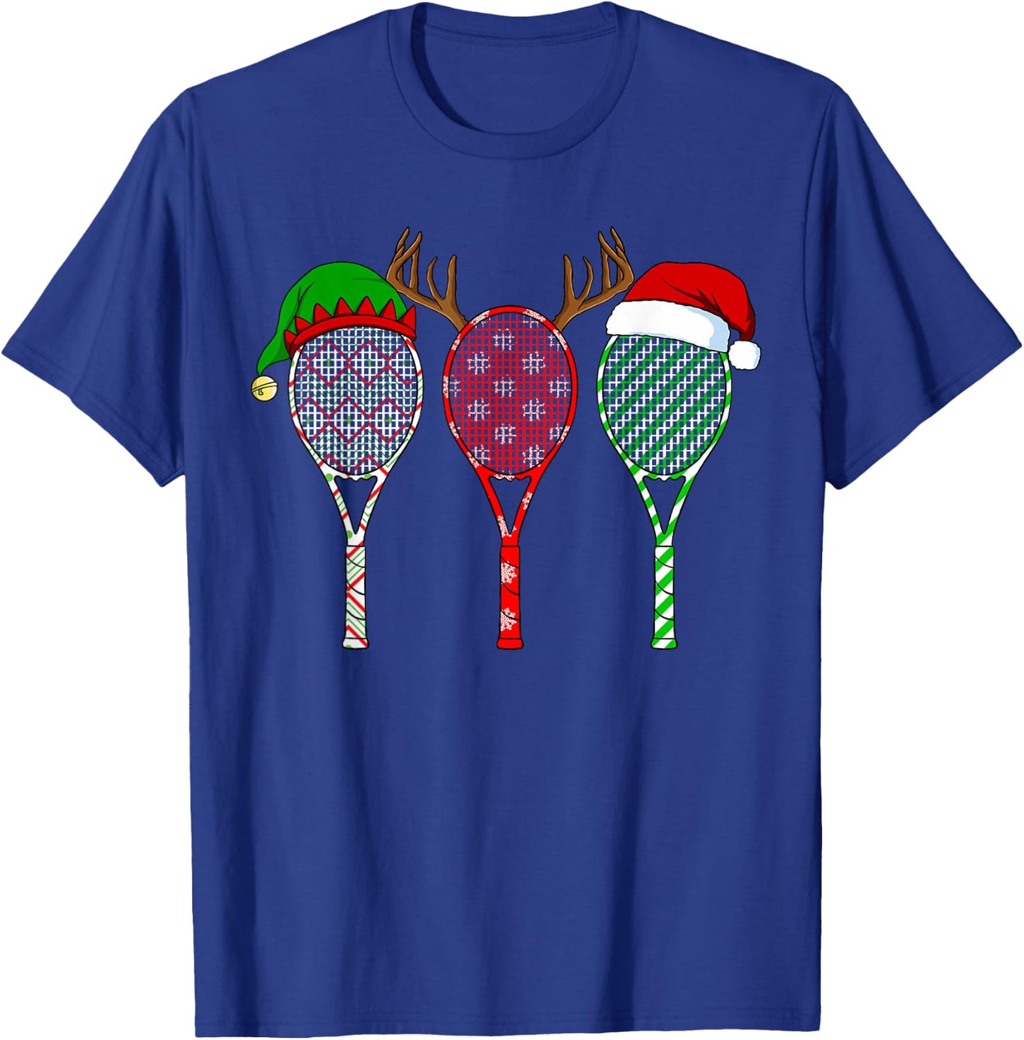 Tennis Racket Christmas Hat Reindeer Anlter Game Sport T-Shirt - T-Shirt | Royal