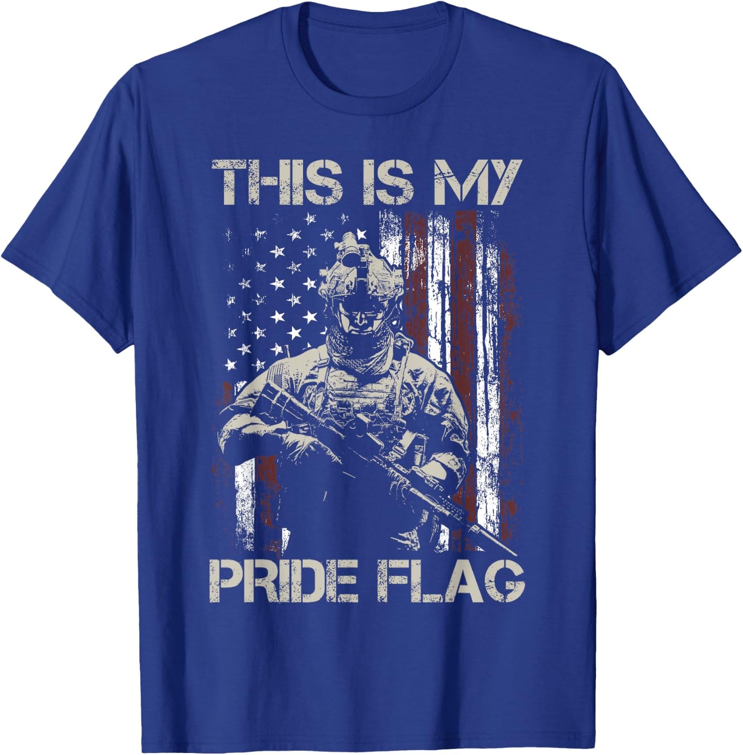 This Is My Pride Flag USA Veteran Patriots Gun American Flag T-Shirt - T-Shirt | Royal