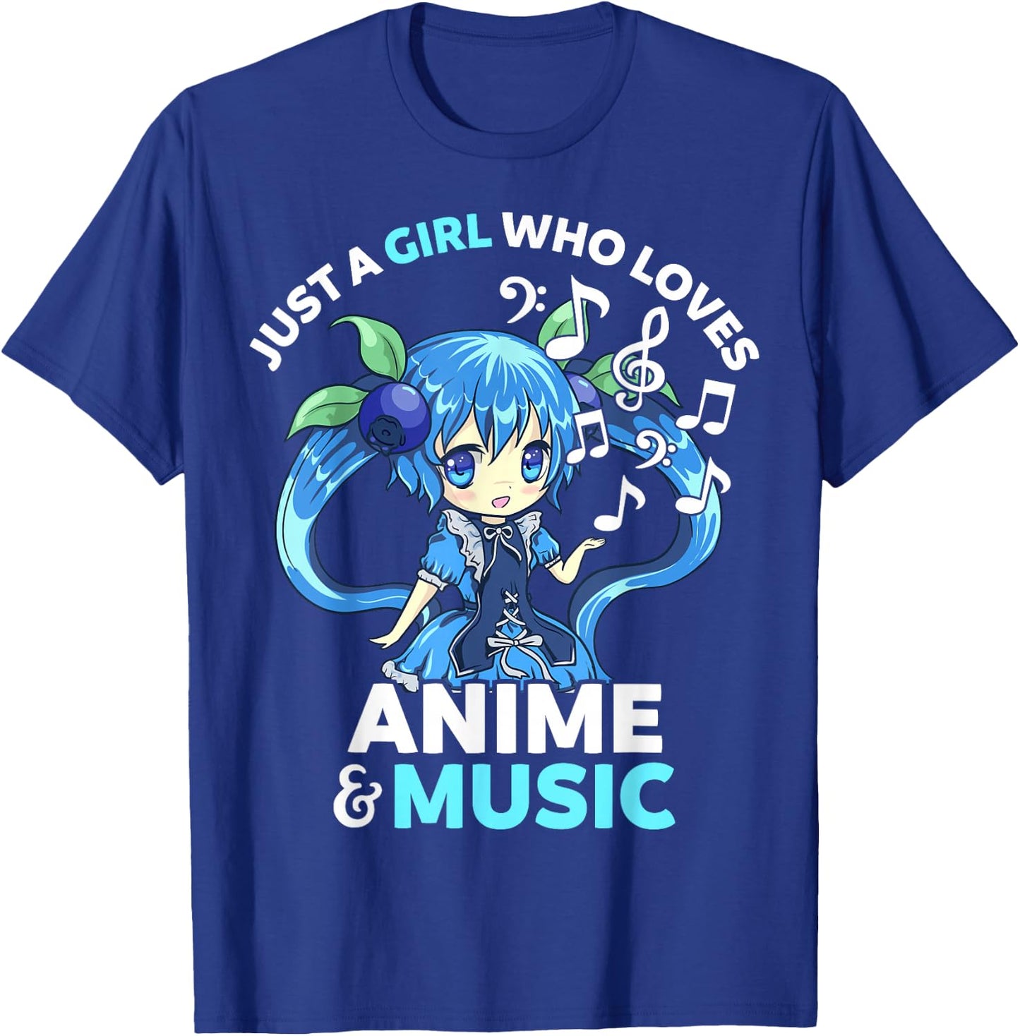 Cute Kawaii Chibi Just A Girl Who Loves Anime and Music Teen T-Shirt - T-Shirt | Royal