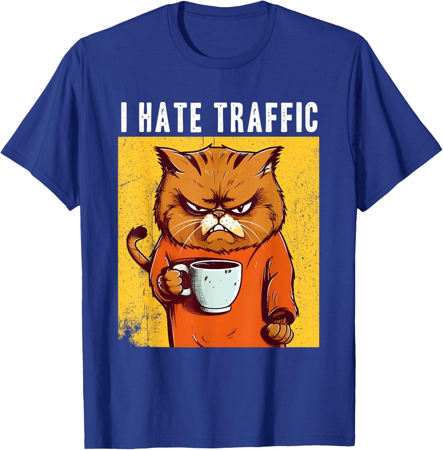 Angry cat drinking coffee I hate traffic funny cynical Women T-Shirt - T-Shirt | Royal