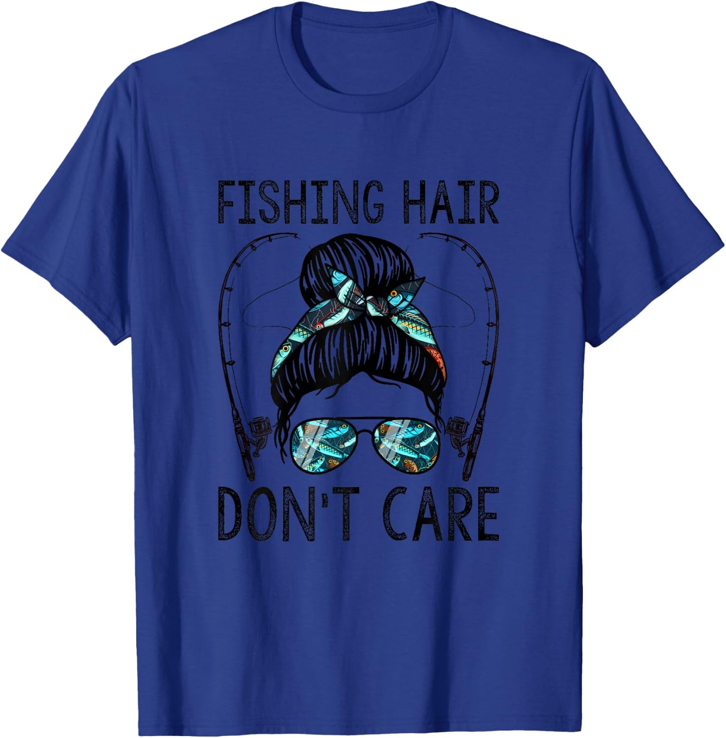 Fishing Hair Don't Care T-Shirt - T-Shirt | Royal