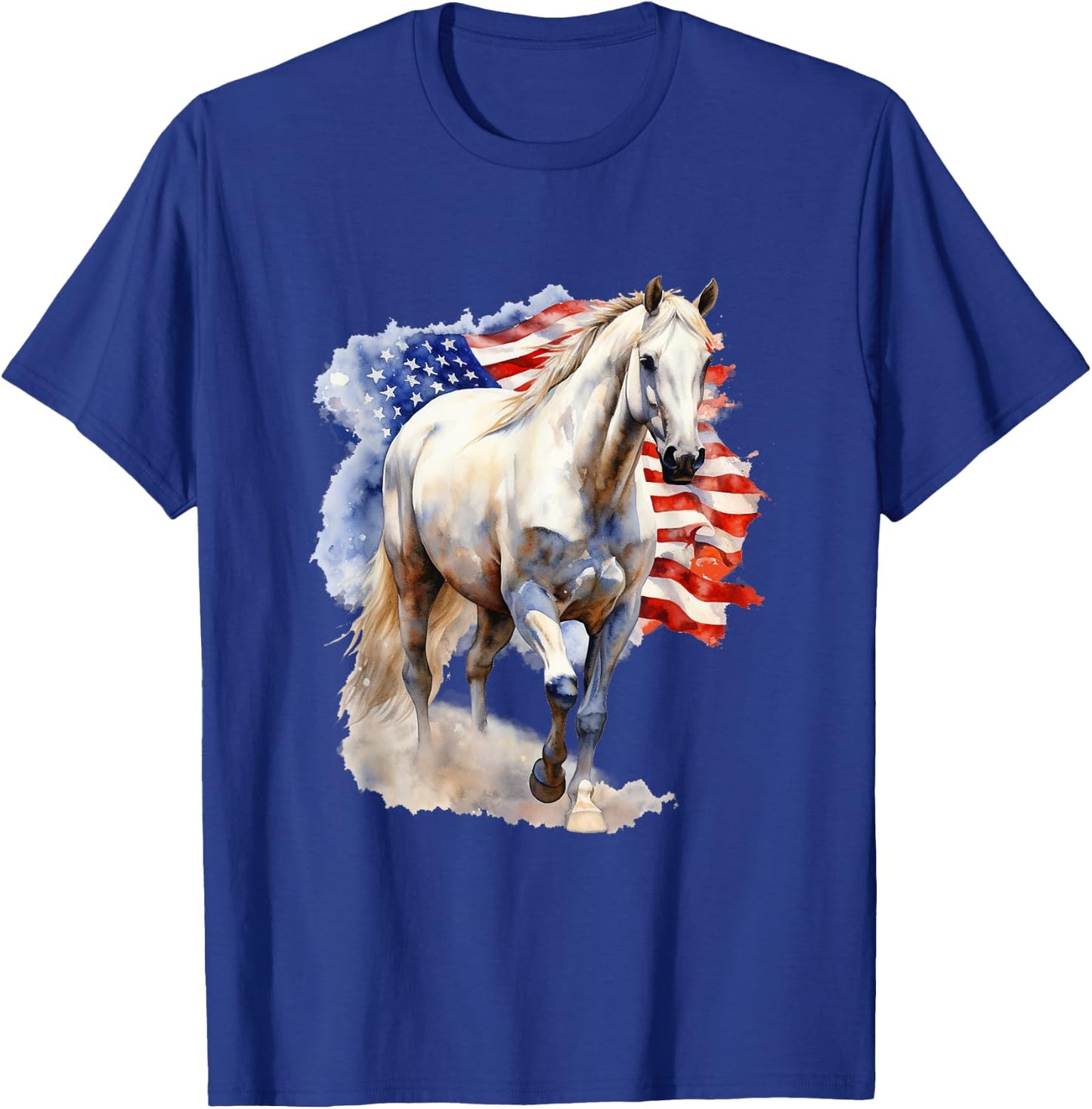 Horse American Flag 4th of July Vintage USA Patriotic Pride T-Shirt - T-Shirt | Royal