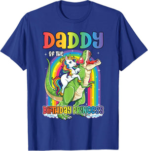 Daddy of the Birthday Princess Bday T Rex Dad Unicorn Girl T-Shirt - T-Shirt | Royal