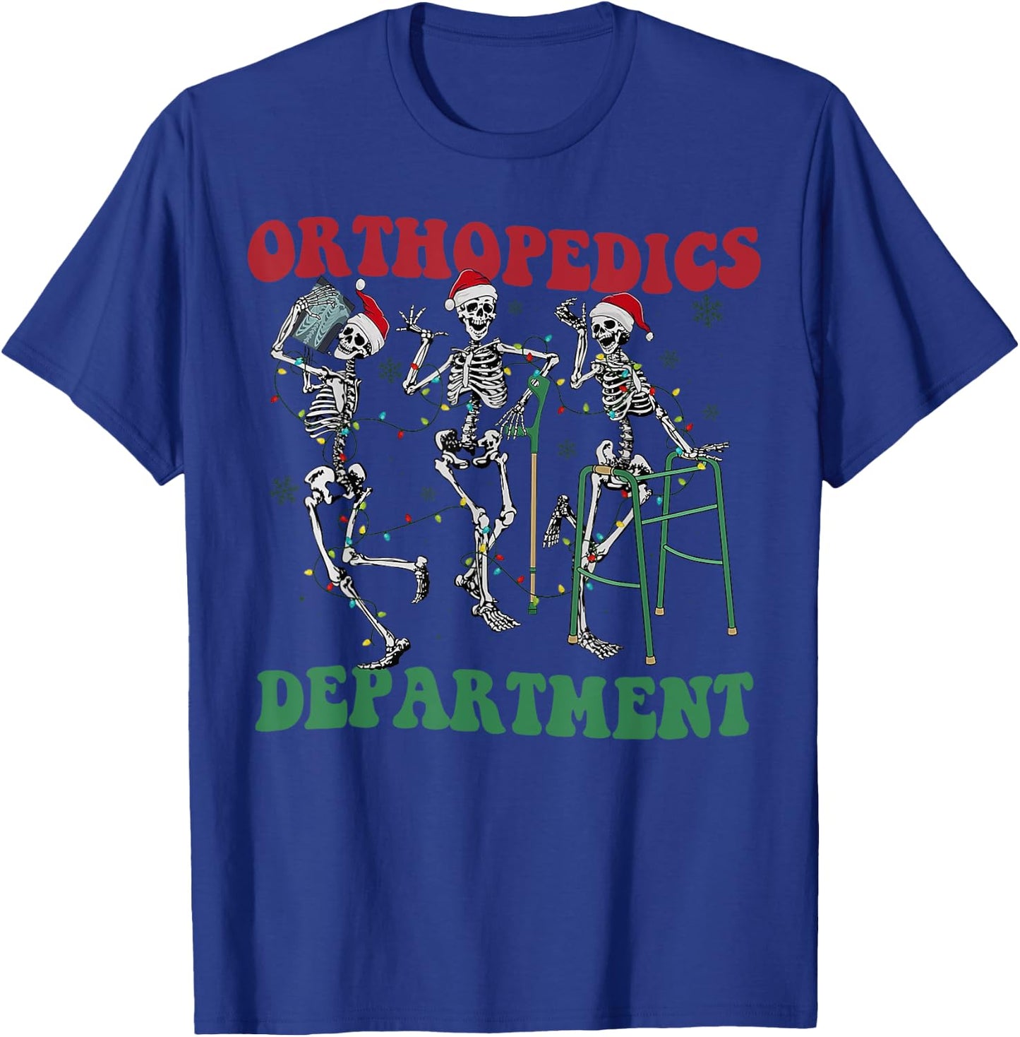 Skeleton Orthopedics Department Santa Christmas T-Shirt - T-Shirt | Royal