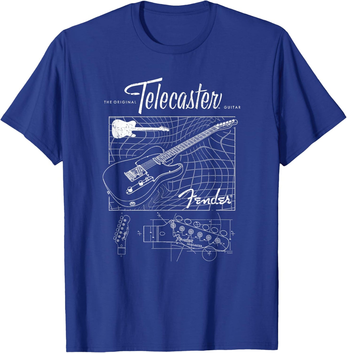 Fender The Original Telecaster Guitar Schematic Poster T-Shirt - T-Shirt | Royal