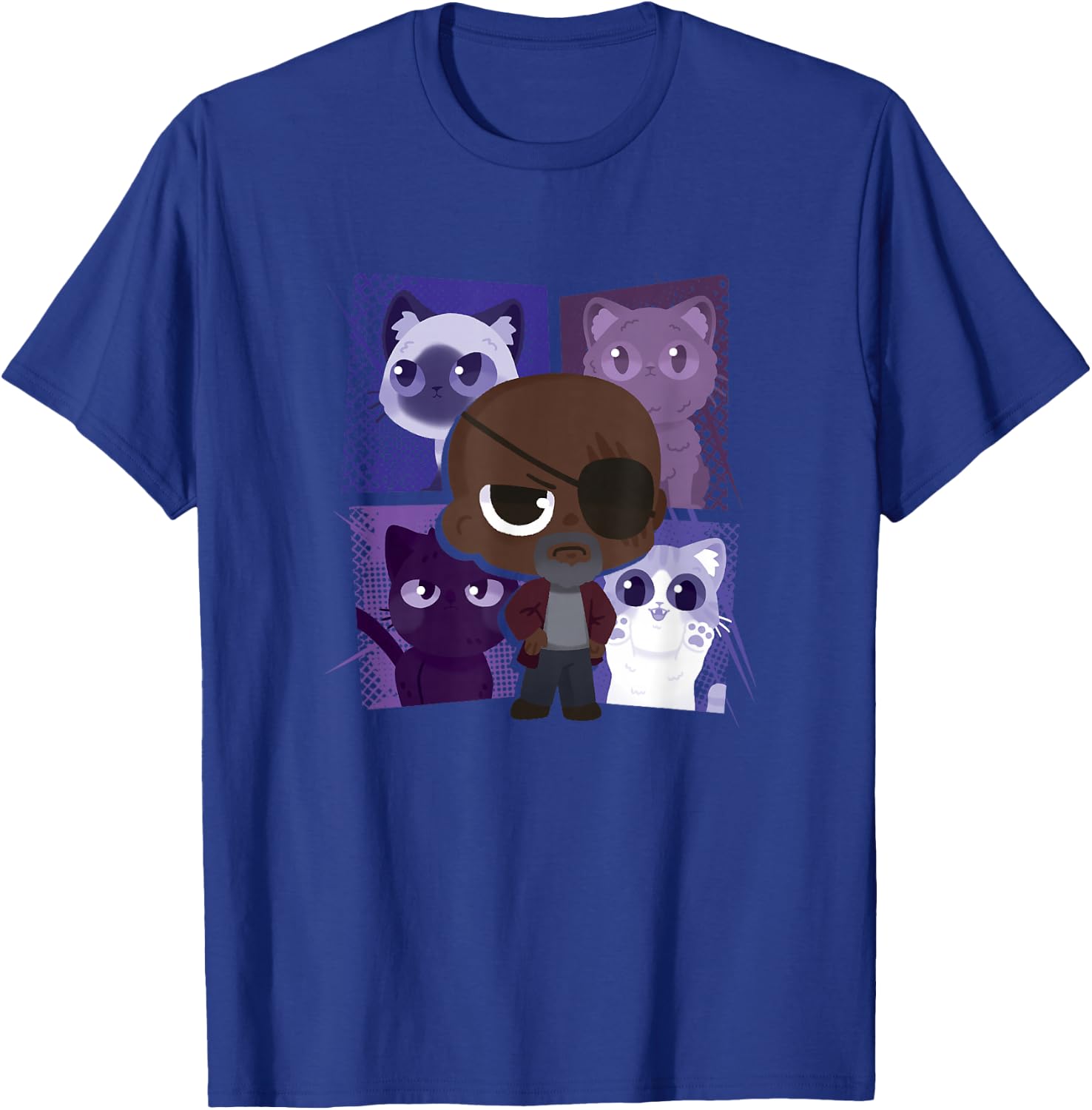 Marvel The Marvels Nick Fury Flerken Chibi Box Up Poster T-Shirt - T-Shirt | Royal