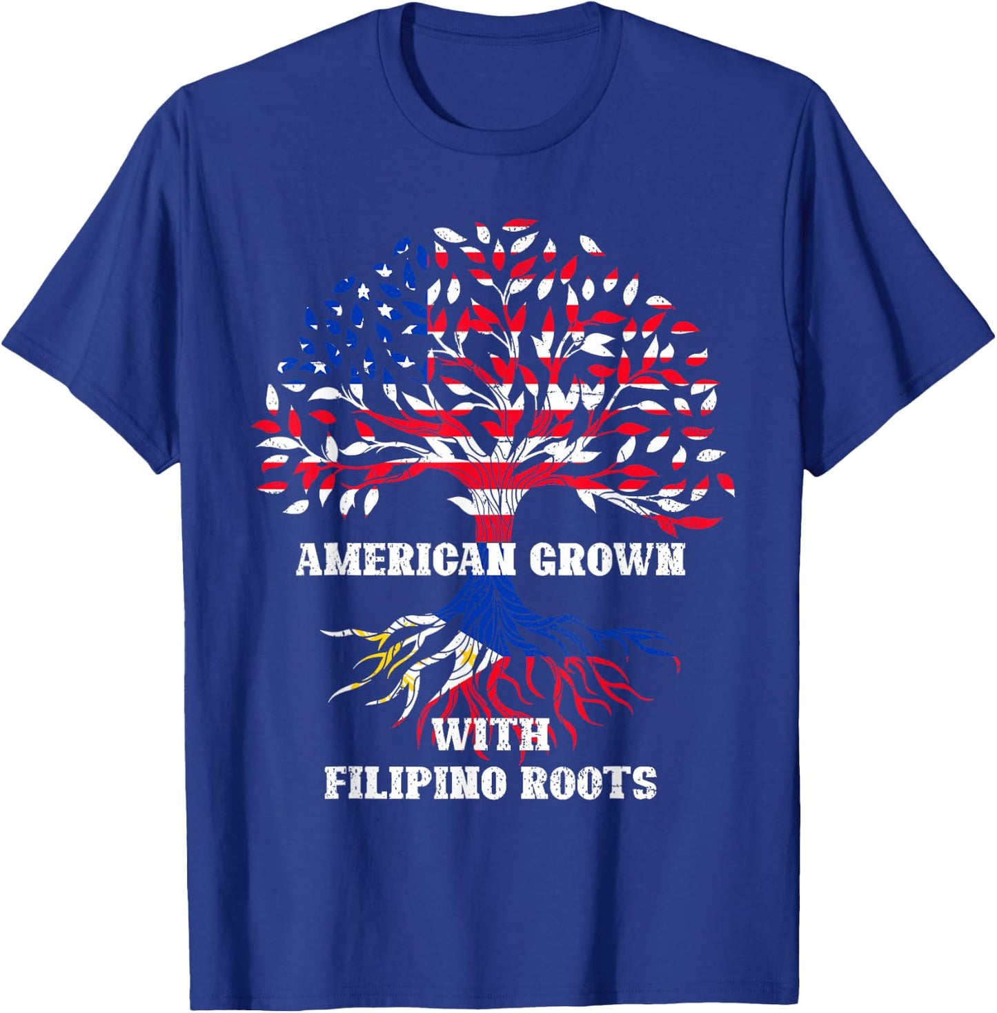American Filipino Roots USA Flag Pinoy Pride Philippines T-Shirt - T-Shirt | Royal