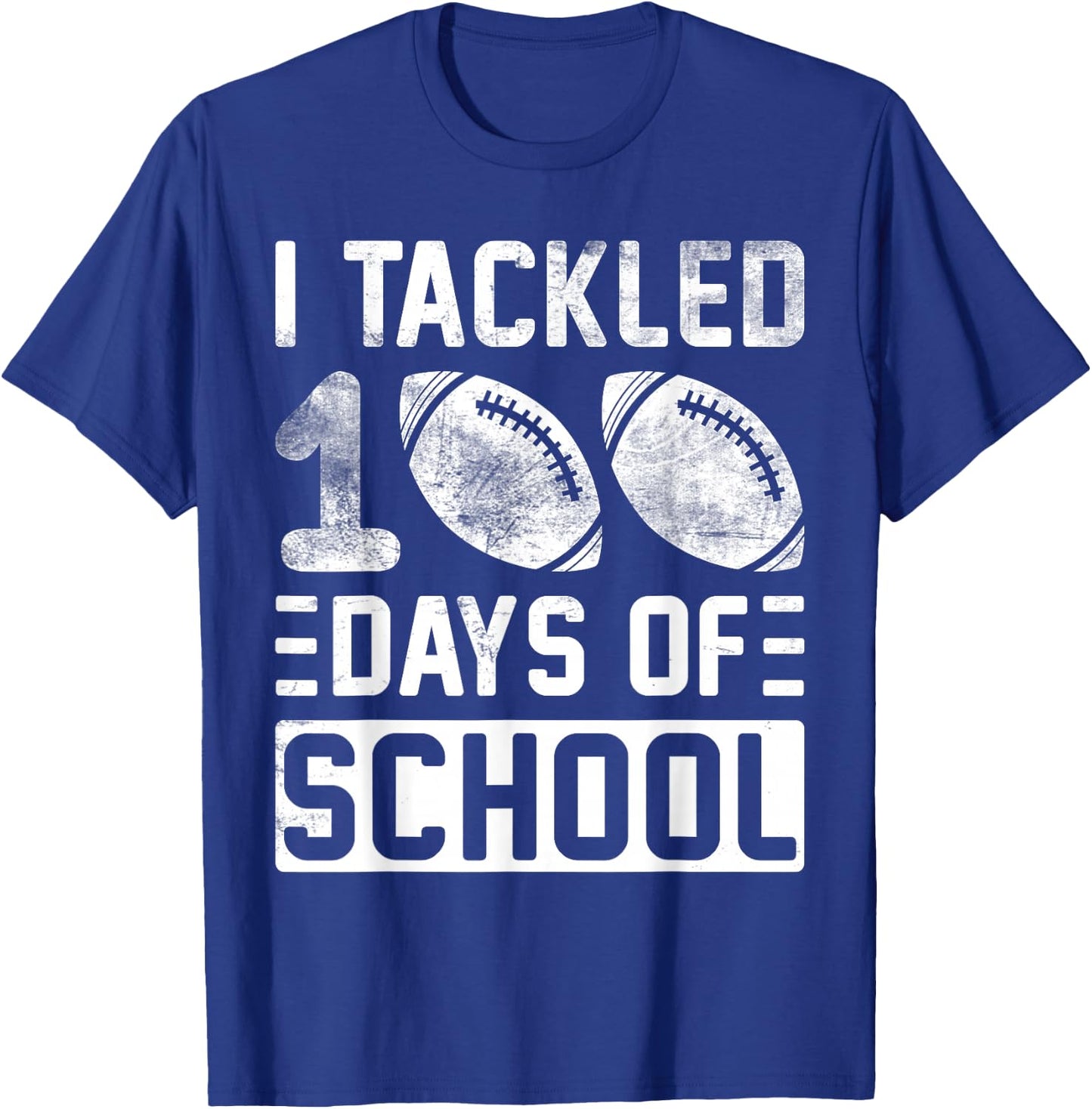 I Tackled 100 Days Of School Football Boys 100th Day School T-Shirt - T-Shirt | Royal