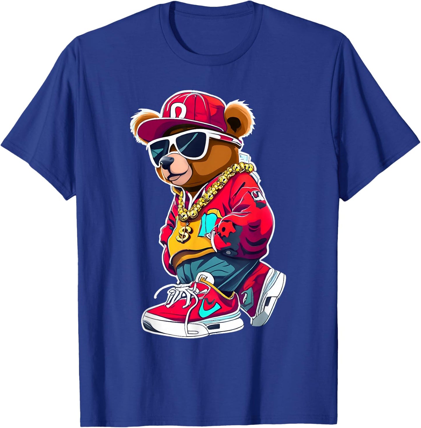 Cute Hip Hop Teddy Bear 90 Hip hop Clothing Graffiti T-Shirt - T-Shirt | Royal