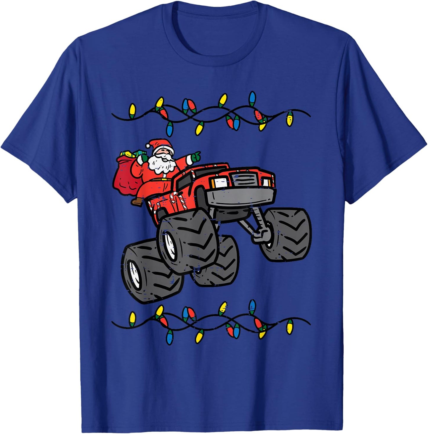 Christmas Santa Monster Truck Xmas Boys Kids Toddler Youth T-Shirt - T-Shirt | Royal