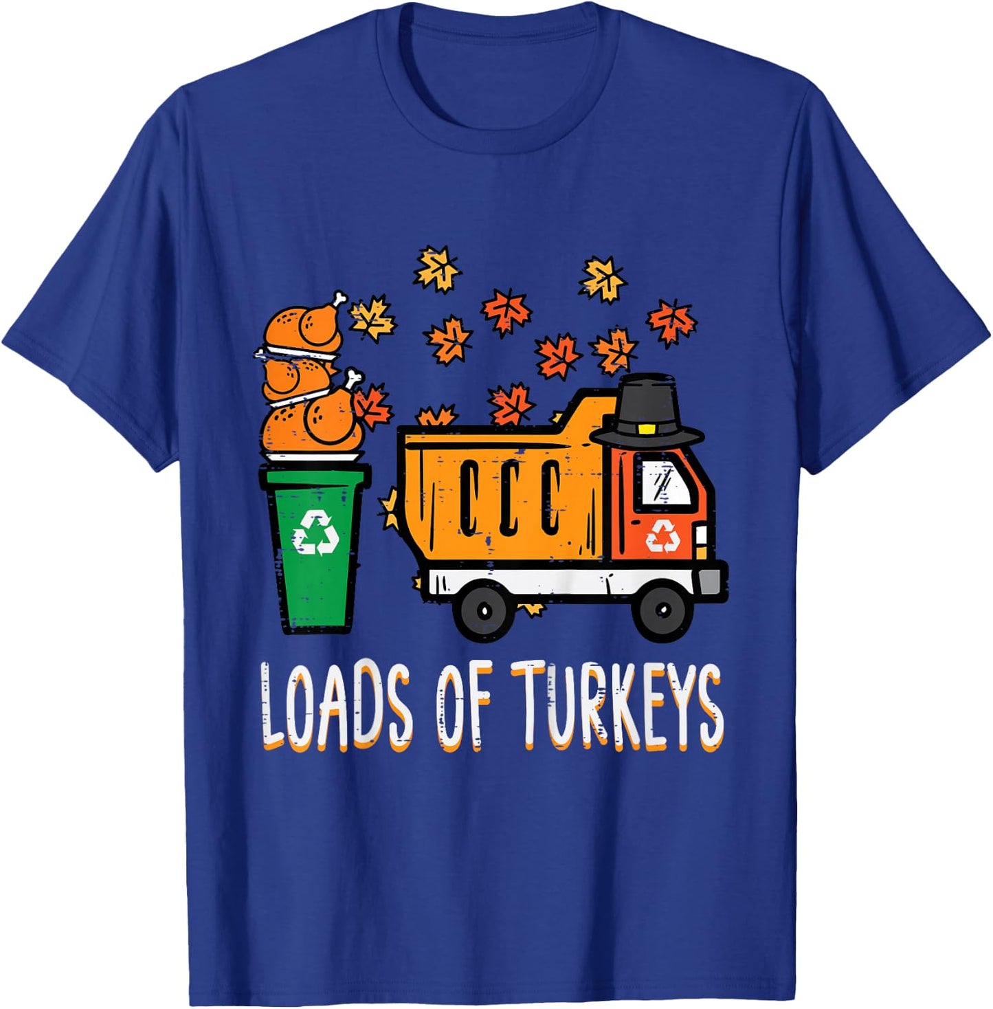 Kids Thanksgiving Dump Truck Loads Of Turkeys Toddler Boys Kids T-Shirt - T-Shirt | Royal