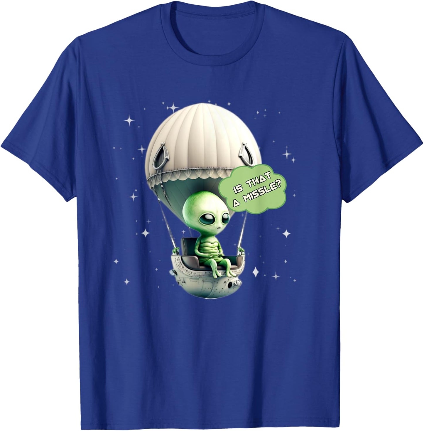 Funny Alien Balloon UFO Hot Air Balloon Alien Ship Lovers T-Shirt - T-Shirt | Royal