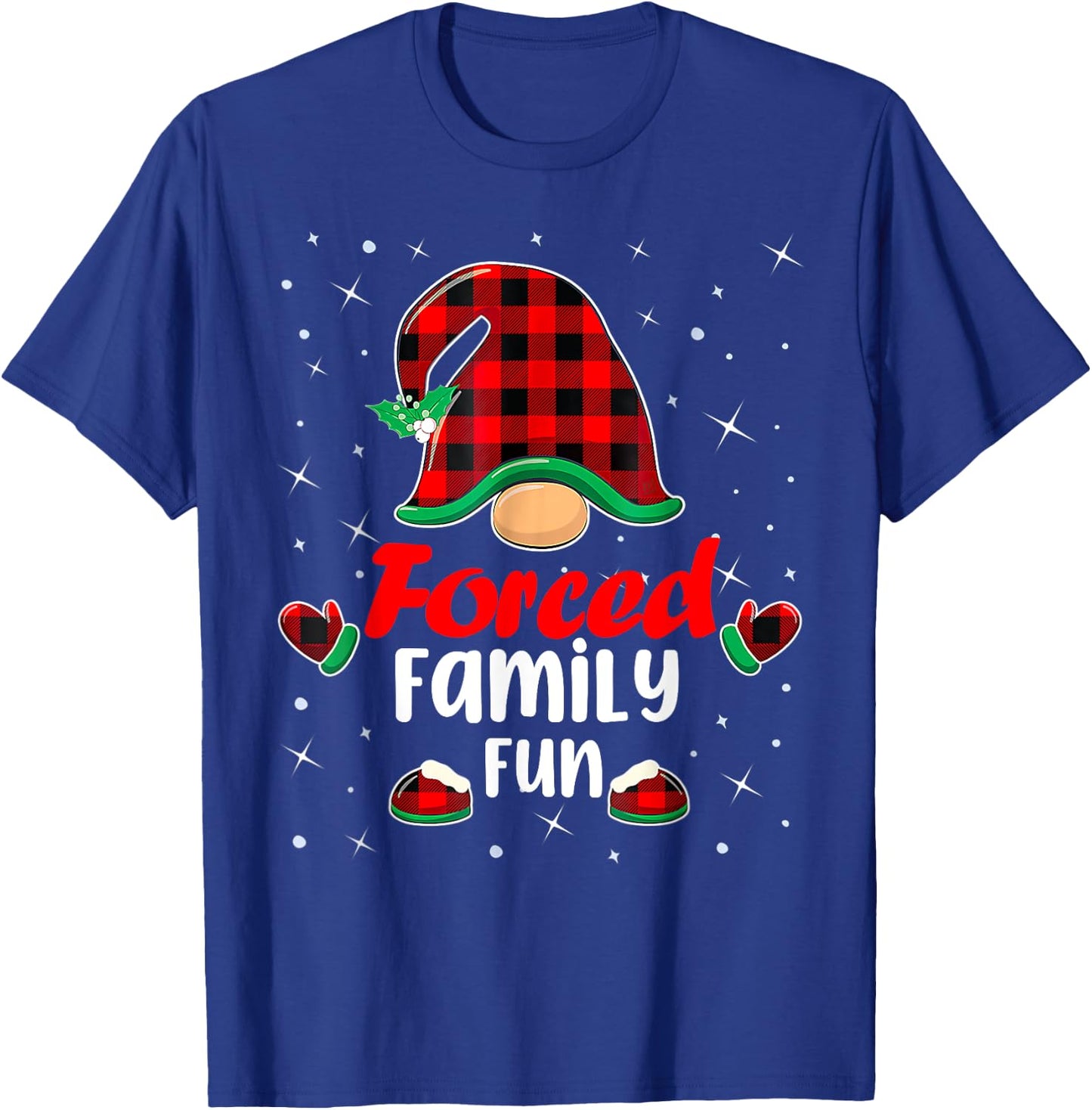 Funny Xmas Santa Hat Forced Family Fun Anti Christmas Gifts T-Shirt - T-Shirt | Royal