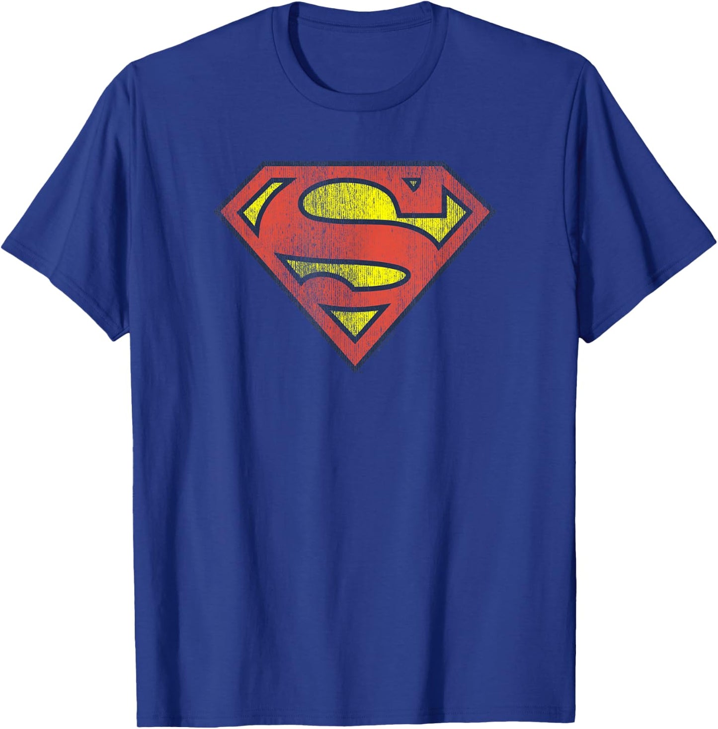 Superman Retro Supes Logo Distressed T-Shirt - T-Shirt | Royal