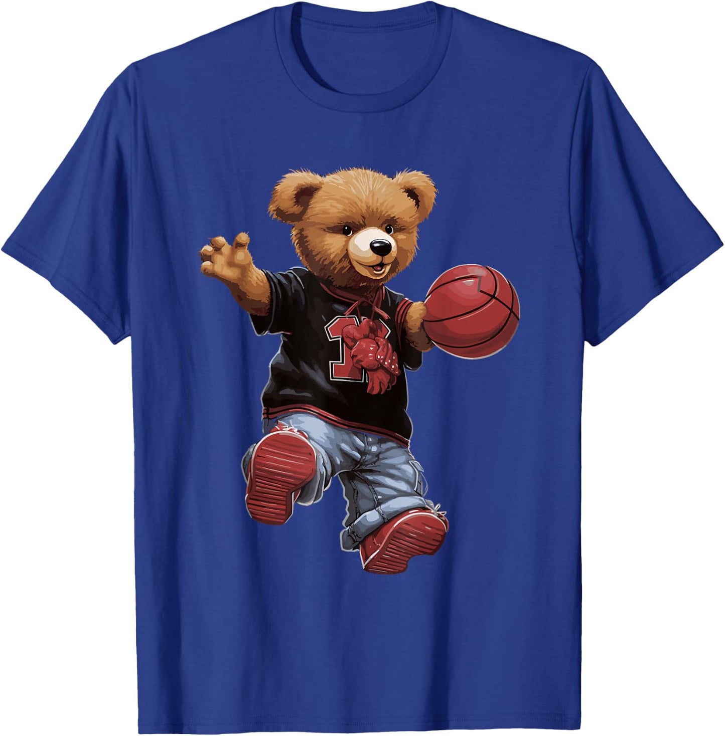 Cute Teddy Bear Playing Basketball Sports Women T-Shirt - T-Shirt | Royal