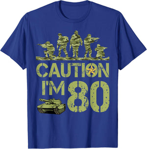 80th Birthday Military I'm 80 Year Old Camo 80 Birthday T-Shirt - T-Shirt | Royal