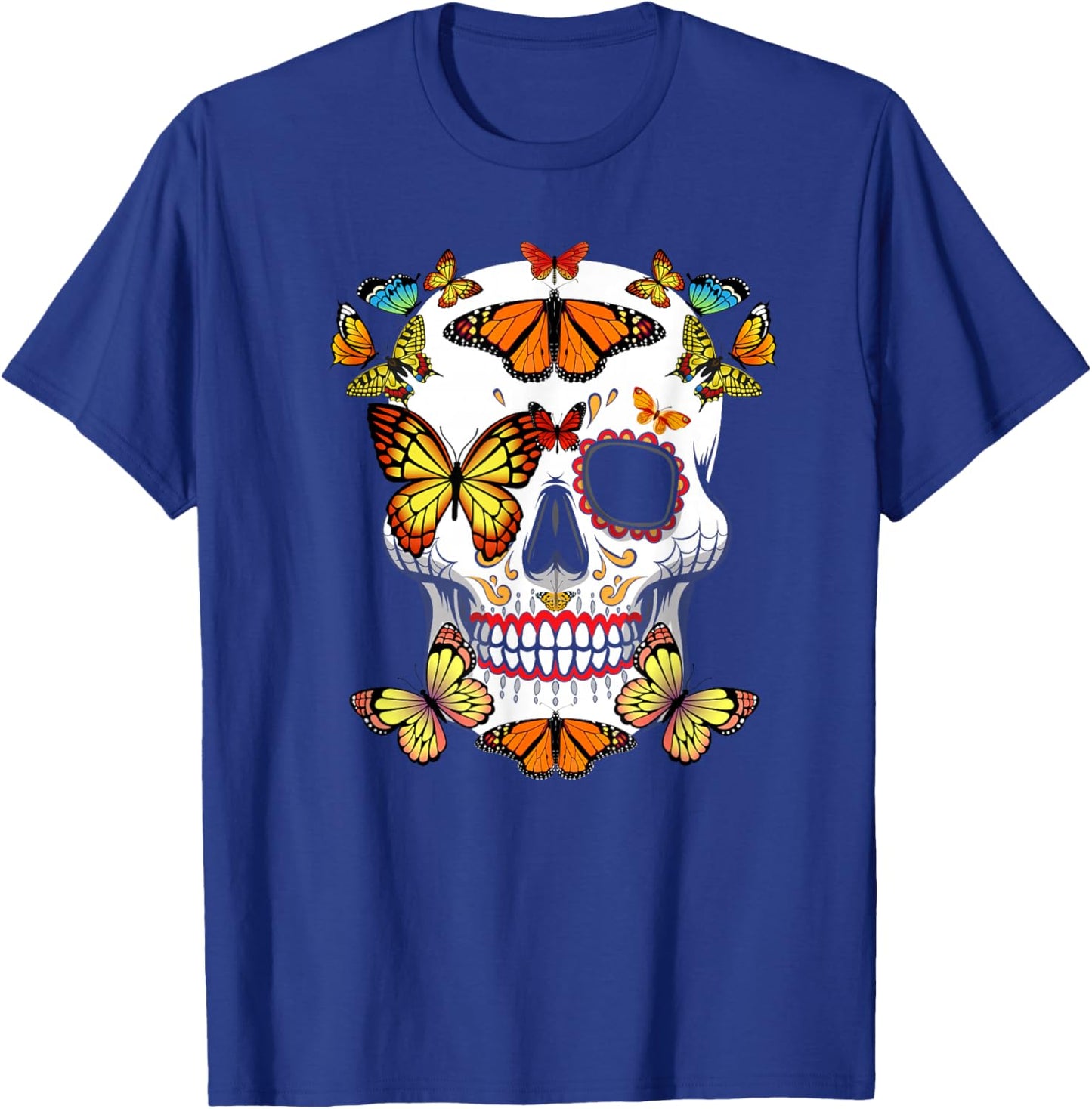 Sugar Skull Butterfly Shirt Color Butterfly Shirt Butterfly T-Shirt - T-Shirt | Royal