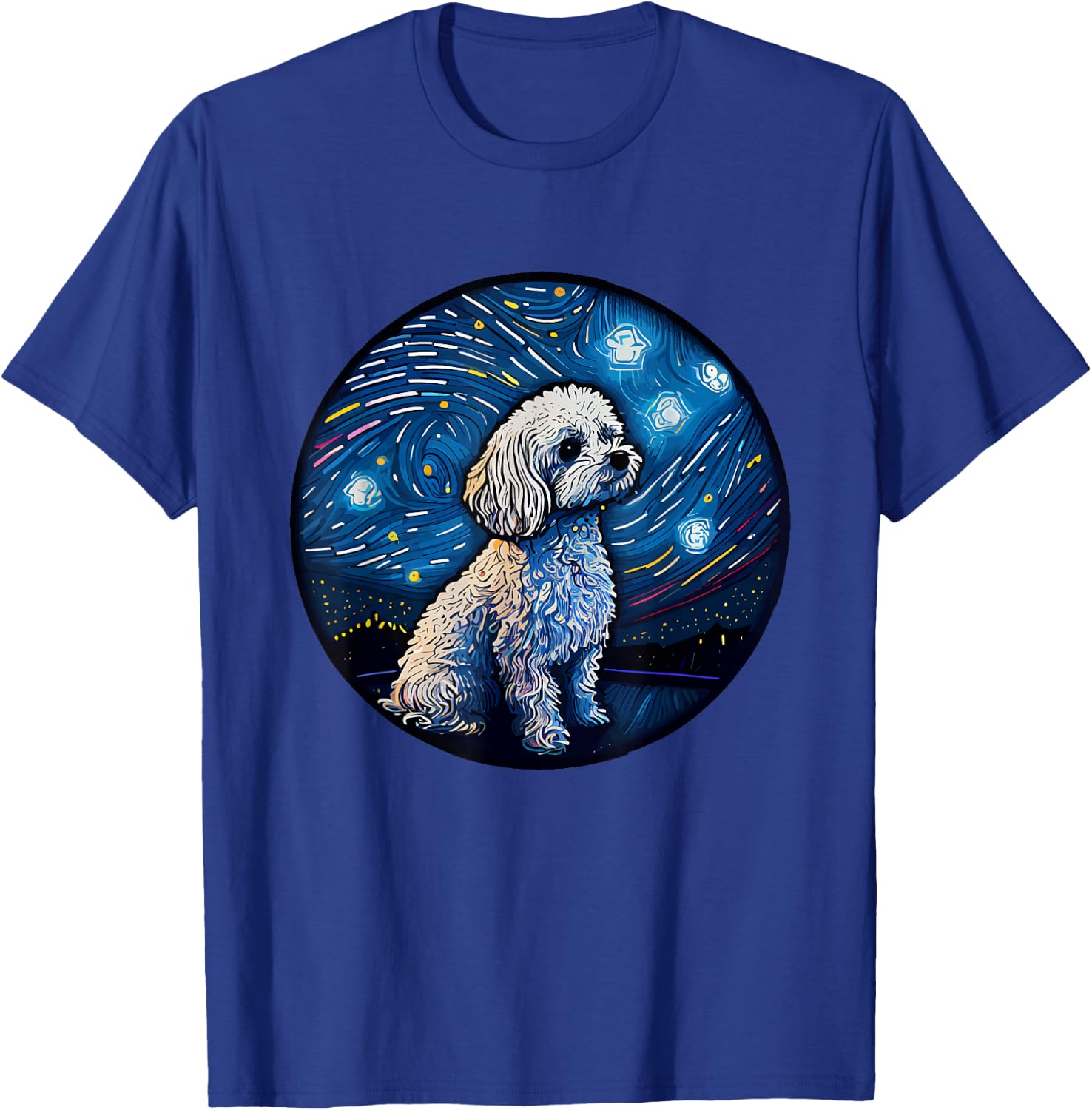 Maltipoo Starry Night Van Gogh Maltipoo Mom Dad Owner T-Shirt - T-Shirt | Royal