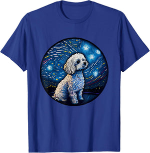 Maltipoo Starry Night Van Gogh Maltipoo Mom Dad Owner T-Shirt - T-Shirt | Royal