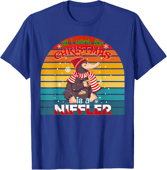 All I Want for Christmas is a Niffler Men Kids Xmas Family T-Shirt - T-Shirt | Royal