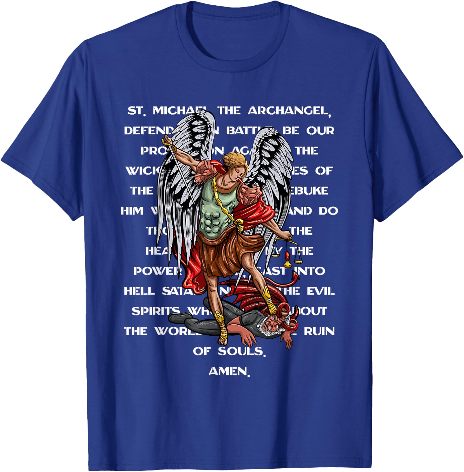 Saint Michael The Archangel Catholic Prayer T-Shirt - T-Shirt | Royal